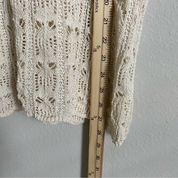 Coldwater Creek Crochet Knit Cream Short Sleeve Blouse Small - Picture 4 of 5